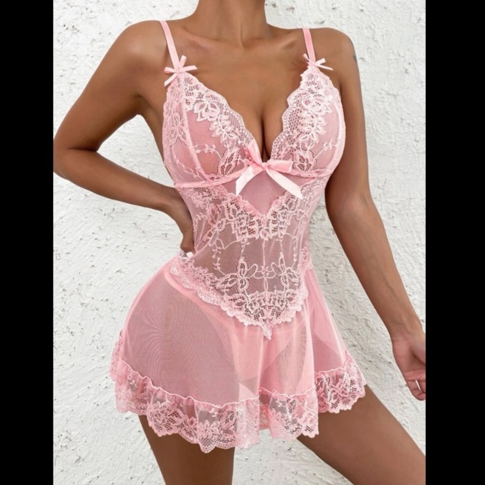 Sexy Contrast Lace Mesh With Thong